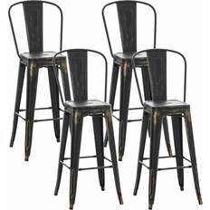 CLP Set 4 Taburetes De Aiden Negro-dorado 52 x 44 x 115 Cm Taburete de bar