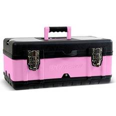 Tool Boxes Pink Power 18” Tool Box Storage Case Tool Box Accessories Tool Box Organizers and Storage Pink Toolbox Small Metal & Plastic Portable Lightweight Pink Locking Empty Toolbox Tool Chest