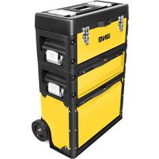 Tool boxes with tools ‎DNA MOTORING TOOLS-00223 ‎19.5" x 28.5" x 12" 3-Tier Stackable Separate Hand Case Tool Boxes Trolley, 3-in-1 Storage Compartments,Yellow