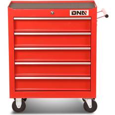 Tool Trolleys DNA Motoring TOOLS-00263 5-Drawer Red Plastic Top Rolling Tool Cabinet with Keyed Locking System