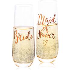 Pink Drink Glasses Juvale Rose gold Stemless Honor, Wedding Flutes Drink Glass