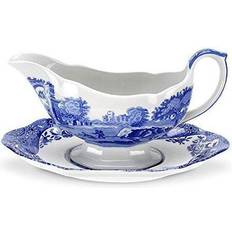 Blue Sauce Boats Spode "Blue Italian" Gravy with Stand Sauce Boat