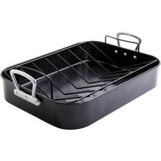 Roasting Pans Gibson Home Broxton 2 Piece Non-Stick Turkey Roaster Black Roasting Pan