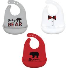 Red Food Bibs Little Treasure Unisex Baby Silicone Bibs, Red Baby Bear, One Size