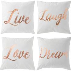 Juvale 4 Love Complete Decoration Pillows Gold, Pink, Beige