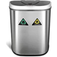 Cleaning Equipment & Cleaning Agents Ninestars Steel 18.5 Gallon Motion Sensor Multi-Compartments Trash & Recycling Bin Stainless