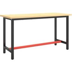 Red Small Tables vidaXL Work Bench Frame Matte Black Red 140 x 50 x 79 cm Small Table