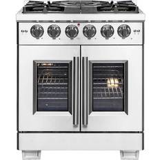 Forno Capriasca French Door Double Dual Fuel Range 5 Burner White, Silver, Gray