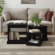 VidaXL Nesting Tables vidaXL Coffee Tables 3 Pcs Black Engineered Wood Nesting Table