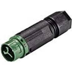 Green Electrical Cables Wieland 46.032.4555.7 Bullet connector Plug, straight Series round connectors RST MINI Total number of pins: 2 PE 1 pcs