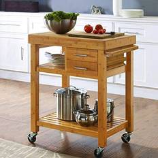 Bamboo Tables Aesthetics Rolling Bamboo Island Cart Trolley Table