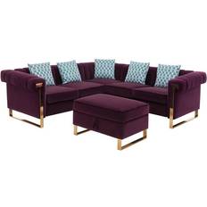 Sofas Lilola Home Maddie Velvet 5-Seater Sectional Sofa