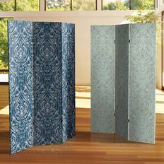 Blue Room Dividers Oriental Furniture 6" Double Sided Ocean Damask Room Divider