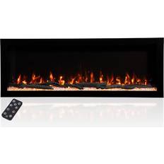 Brown Electric Fireplaces Modern Ember Highmark Smart Linear Electric Fireplace 10 Flame Colors Works w/ Voice Assistant, Crystal in Black/Brown Wayfair Black/Brown