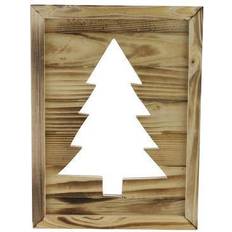 Red Framed Art Northlight Seasonal 13.75" Wood Christmas Tree Cut Out Framed Art