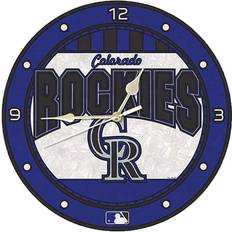 Clocks The Memory Company Purple/Black Colorado Rockies Art Glass Wall Clock