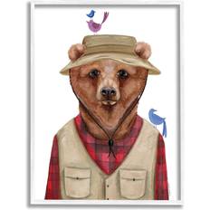 Wall Decorations Stupell Industries Bear Camping Gear Small Birds Wall Framed Art