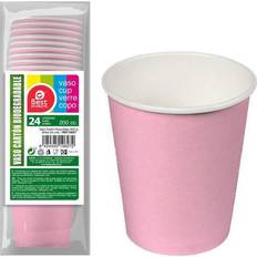 Rosa Vasos Pack de 24 Vasos de Cartón Rosas Baby 200 cc Green Vaso