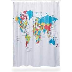 Duschdraperi 180x180 Relaxdays Duschdraperi Världskarta Polyester 180 x 180 cm