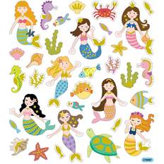 Plastic Stickers Glitter Mermaids Multicolored Stickers