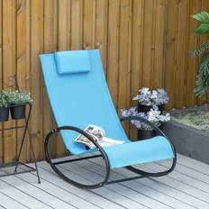 Adjustable Backrest Outdoor Rocking Chairs OutSunny Orbital Zero Gravity Patio Rocking Lounge