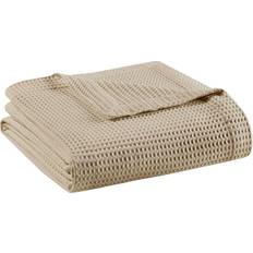 Beautyrest Waffle Weave Cotton Blankets Green, Gray, Beige, Brown