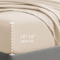 Swift Home Twin Fitted Double Brushed Ultra Soft 16 Deep Bed Sheet White, Natural