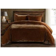 Bed Linen HiEnd Accents Annita Solid Romantic Duvet Cover Brown, Pink