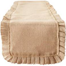 Textiles DII Natural Ruffle Trim Jute Tablecloth Multicolor, Brown