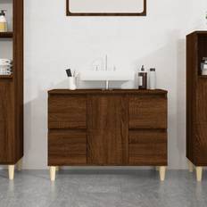 Muebles de Baño vidaXL Armario De Lavabo Madera Contrachapada Roble 80 x 33 x 60 cm