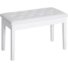 Homcom PU Leather Piano Bench with Storage Makeup Dressing Stool White