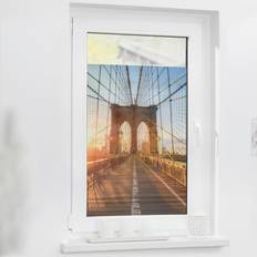 Blau Selbstklebende Dekorationen Lichtblick Fensterfolie selbstklebend, Sichtschutz, Brooklyn Bridge Dekorativer Kunststoff