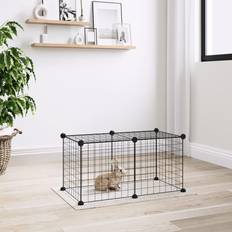 vidaXL 4.3 8-panel without door Pet Cage with Door Black Steel Rabbit Hutch