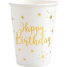 Santex Happy Birthday Hvid Guld 10 Stk
