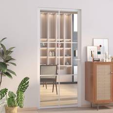 vidaXL Intérieure Porte Vitrée Panneaux Chambre À Coucher Salle de Bain Maison 93x201.5 cm Blanc Verre ESG et Aluminium Porte Coulissante Verre Clair (x)