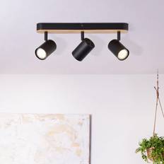 Bamboe Spotlights Brilliant Plafondlamp Niels 3-lichts Zwart