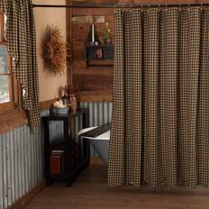 VHC Brands Black Check Scalloped Shower Curtain 72x72
