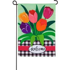 Lawn Edging Evergreen 1 Welcome Spring Tulips Garden Applique Flag