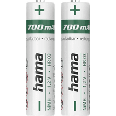 Batterier till trådlösa telefoner Hama NiMH-batterier för trådlösa telefoner, AAA-format, 1,2 volt, 700 mAh, 2-pack