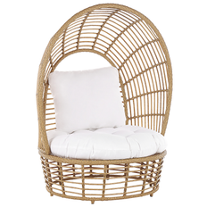 Kurvestol Beliani Lænestol Beige Natur Rattan 103 x 83 x 150 cm Dekorativ Flet Kurvestol med Hynder Boho til Terrassen Haven Stue Tilbehør Udendørs