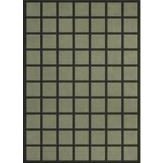 Layered Avenue Checked Bone Wool Carpet 250 x 350 cm Green, Black cm