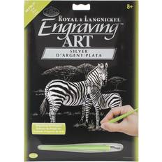 Royal & Langnickel Taide ja Käsityöt Royal & Langnickel Zebras Silver Foil Engraving Art Kit 8"X10"