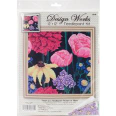 12"X12" Stitched In Acrylic Yarn Midnight Floral Needlepoint Kit