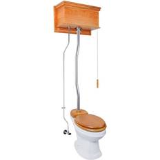 Toilets High Tank Pull Chain Toilet Wooden Tank Elongated White Porcelain 59 74 Renovator s Supply