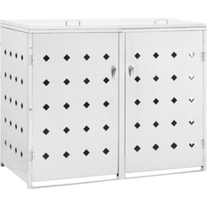 Wheelie Bin Storage vidaXL Double Wheelie Bin Shed 240 L Stainless Steel (Building Area )