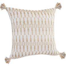 Jute Complete Decoration Pillows LR Home Jute Geometric Tasseled Throw Complete Decoration Pillows Beige, White (50.8x50.8cm)