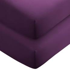 Bare Home 2 Pack Fitted Bottom Sheets Queen Premium 1800 UltraSoft Wrinkle Resistant Microfiber Deep Pocket Queen Plum Bed Sheet Purple, Blue