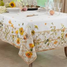 Yellow Tablecloths Saro 2520.M70S 70 Print Tablecloth Yellow, Gray, Green