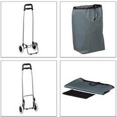 Folding Shopping Trolley Grocery Tote With Wheels - Grey