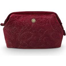 Rood Toilettassen PiP Studio Cosmetic Purse Large Velvet Quiltey Days Red 26x18x12cm